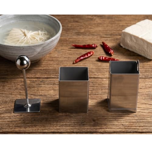 Tofu Press Stainless Steel, Flower Cube Mold Set, Food Grade Metal Slicer Shaper, Ergonomic Handle, for Cheese Soft Food, Home Kitchen Restaurant, Dishwasher Safe (A)