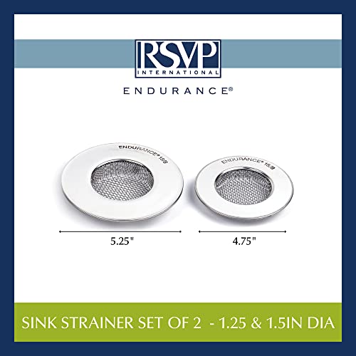 RSVP International Stainless Steel Kitchen Sink Strainer, Food Scrap Trap, Dishwasher Safe, Stainless Steel, Strainer Set of 2 Assorted - size: Strainer Set of 2 Assorted