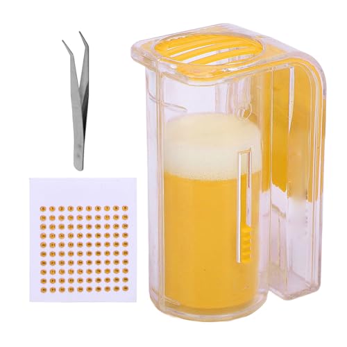 Queen Bee Marking Kit, Marking Bottle, 0-99 Number Sticker, Tweezers, Plastic Material, for Beehive Management, Beekeeper Supplies (Yellow) - color: Yellow