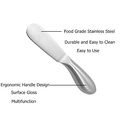 4 Pcs Stainless Steel Multipurpose Cheese and Butter Spreader Knives Set - Charcuterie Utensils for Cheese, Cold Butter, Jam, Pastry Making