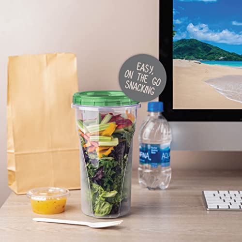 PLASTICPRO 48 Ounce Twist Top Deli Containers Clear bottom With Green Top Twist on Lids Reusable, Stackable, Food Storage Freezer Container Pack of 4 - color: Green