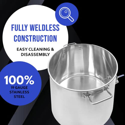 CONCORD Stainless Steel Home Brew Kettle Stock Pot (Weldless Fittings) (60 QT/ 15 Gal) - size: 60 QT/ 15 Gal