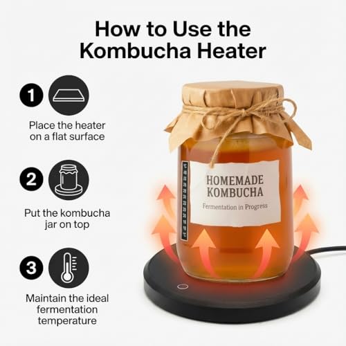 Kombucha Heating Wrap for Homebrew Heating - Fermentation Heating Pad with - Kombucha Warmer - Wrap Around Heater for making Kombucha and other Brews with Thermometer (HEATING PAD) - color: HEATING PAD