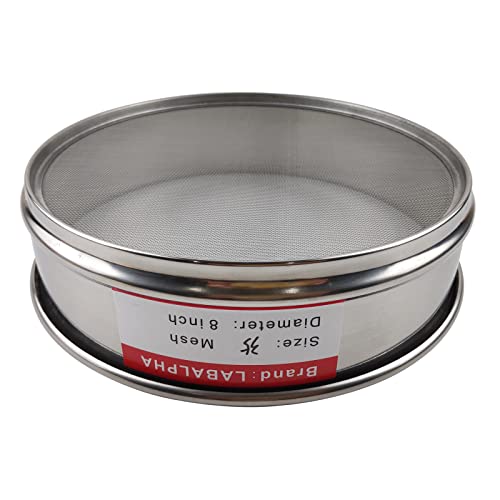 LABALPHA 35 Mesh Lab Sieves, #35 Mesh Test Sieve, 8'' Diameter, 304 Stainless Steel Wire Cloth (0.5mm) - size: 35 mesh (0.5mm)
