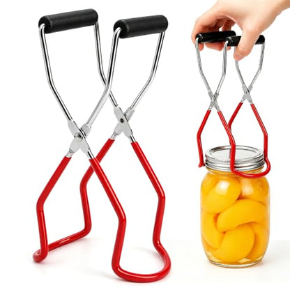Okllen Set of 4 Canning Supplies Starter Kit, Jar Lifter Tongs, Wide Mouth Funnel, 10.5" Canning Rack, Heavy Duty for Water Bath & Pressure Cannner, Fits Mason Jars, Stock Pots