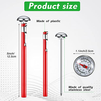Xuhal 6 Pcs Stainless Steel Kitchen Thermometer with 5 Inch Long Stem 1 Inch Dial Thermometer Milk Frothing Food for Oven Probe Meat Grill BBQ Cooking Chocolate Water(Red) - color: Red
