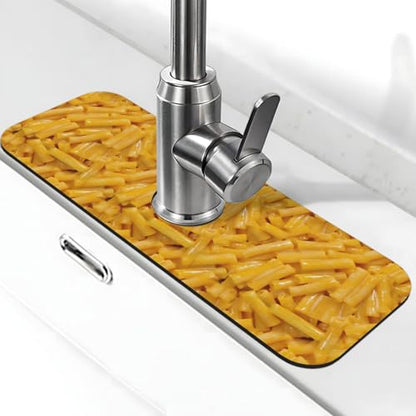 Cheese And Macaroni Faucet Mat For Kitchen Sink, Absorbent Countertop Protector, Quick Dry Sink Splash Guard Pad, Waterproof Draining Mat 15" X 5.5" - color: Style 9