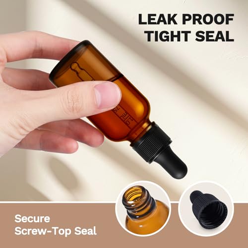 12 Pack, 1 oz Tincture Bottles with Dropper, Amber Glass Dropper Bottle Leakproof with Stainless Steel Funnel, Pipettes & Labels, 30 ml Eye Dropper Bottles For Essential Oils Serums Hair Body Oils - color: Amber