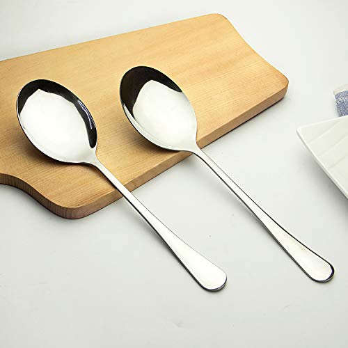 AOOSY Serving Spoons, 6 Pieces X-Large 9.8 Inches Stainless Steel Serving Spoon Catering Spoons Solid Serving Utensils Big Ladle Tablespoons for Buffet Banquet Flatware Kitchen Basics Serving - color: A X-Large 9.8 inches Big Serving Spoon