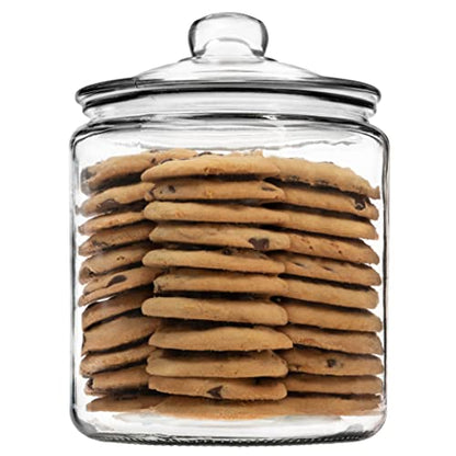 1 Gallon Glass Cookie Jar with Lid – Glass Jar with Lid - Airtight Food Storage Container for Cookies, Candy, Flour, Dog Treats – Clear Large Kitchen Jar for Pantry - Glass Containers with Lids