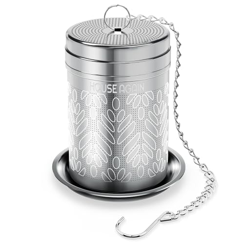 House Again Tea Strainers for Loose Tea, Extra Fine Mesh Tea Infuser, Updated Slim Threaded Lid & 304 Stainless Steel, Tea Ball Filter Bags Diffusers, Loose Leaf Tea Steeper for Brew Spices - color: Wheat, size: Small-1Pack