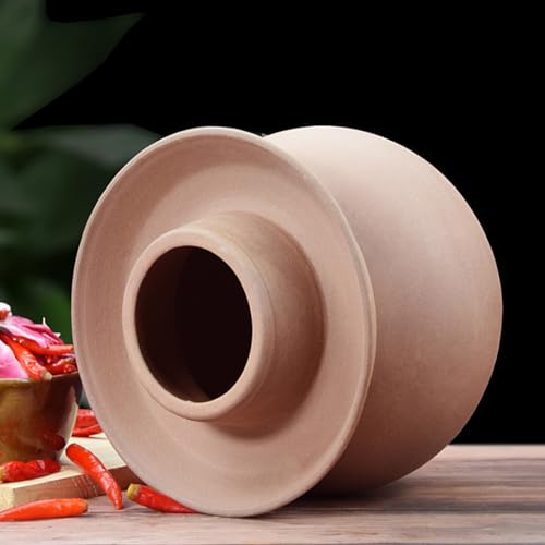 Unglazed Ceramic Pickle Jar with Lids,Large Traditional Chinese Porcelain Pickle Jar Pickling Jars,Ceramic Fermentation Crock with Water Seal Airlock Lid,Sauerkraut A-6.5L (A-9L - size: 9L