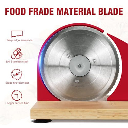 vanerepok Manual Bread Slicer Adjustable Thickness for Homemade Sourdough | Hand Crank Bread Cutter with Scale & Stable Suction Cups & Wood Base for Even Slicing Perfect Baking Gift for Home Bakers - color: Red
