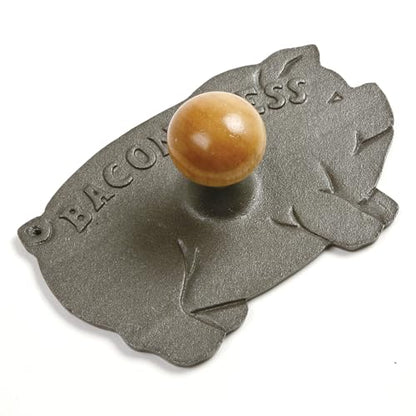 Norpro Cast Iron Pig Shaped Bacon Press with Wood Handle