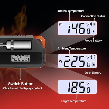 Smart Meat Thermometer Digital Instant Read Wireless Cooking Thermometer for BBQ Grill Air Fryer, Gifts for Men, Kitchen Essentials Gadgets Grilling Accessories, Stocking Stuffers Food Thermometers