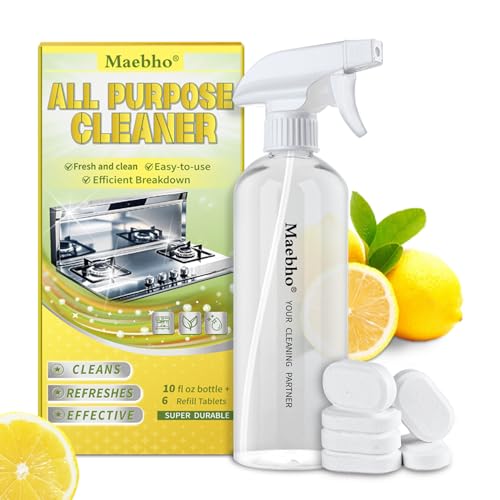 Multi-Surface Cleaner Refill Tablets with a Bottle, 6-Pack Refill, All-Purpose Cleaning Supplies Home & Kitchen - Non-toxic & Effective 6 x 10.14 Fl oz Bottles