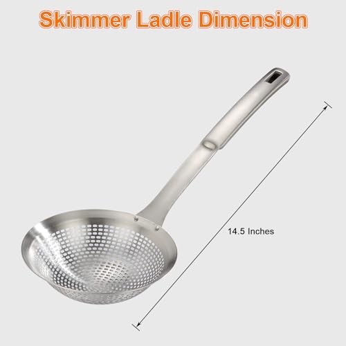 Skimmer Ladle Spoon 304 Stainless Steel Skimmer 14.5 ln for Cooking Frying Skimming Colander/Strainer Stainless Steel Kitchen Tools