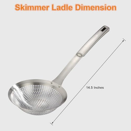 Skimmer Ladle Spoon 304 Stainless Steel Skimmer 14.5 ln for Cooking Frying Skimming Colander/Strainer Stainless Steel Kitchen Tools