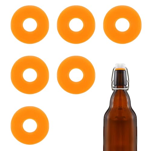 6pcs Dopamine color Silicone Gaskets Washers Seals for Cap Swing Flip Top Bottle for Home Brew Beer Soda Bottle Sealingflat,no cover (Tangerine Orange) - color: Tangerine Orange