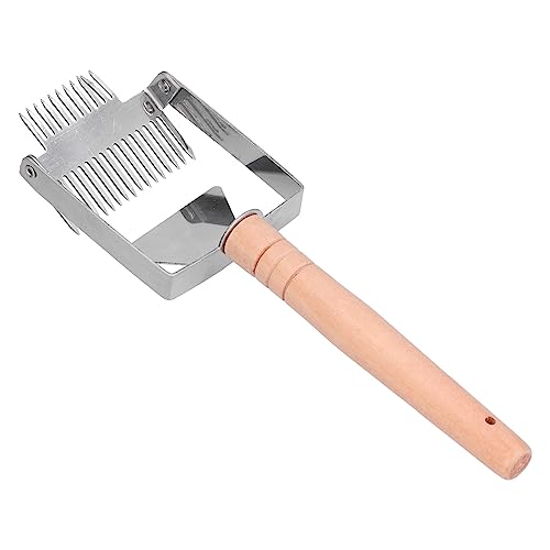 Qiilu Honey Scraper Tool Uncapping Fork Double Head Honey Cutting Fork Beekeeping Equipment for Beekeepers (Double-Ended Wooden Handle)