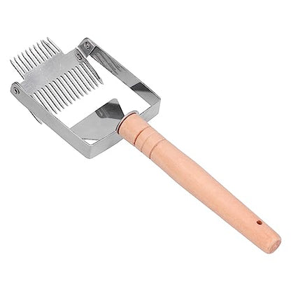 Double Honey Scraper Uncapping Fork, Strong and Pragmatic Beekeeping Tool Comfortable Handle Exquisite Workmanship Practical Beehive Equipment Suitable for Collecting (Wooden - size: Wooden handle double
