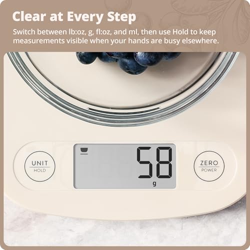 Greater Goods Food Scale – Digital Kitchen Scale, 1g Precision, Easy-Tare & Quick Conversion, Slim Compact Design, Durable & Portable | Ideal for Cooking, Baking & Meal Prep (Birch White) - color: Birch White
