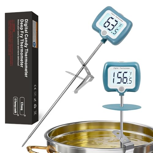 Candy Thermometer for Candy Making with Rotatable Large Display 10'' Long Probe,Digital Instant Read Candy Thermometer with Pot Clip,Candle Smoker, Oil Cooking (Blue) - color: Blue