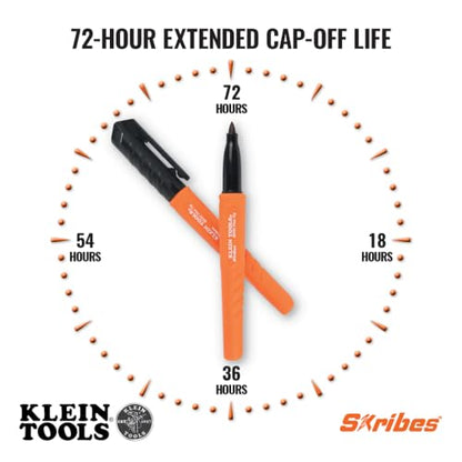 Klein Tools 8610112 Skribes Fine Tip Permanent Markers, Professional-Grade Ink, Multi-Surface Jobsite Marker for Wet, Dry and Oily Surfaces, Black, 12-Pack - style: 12-Pack Black