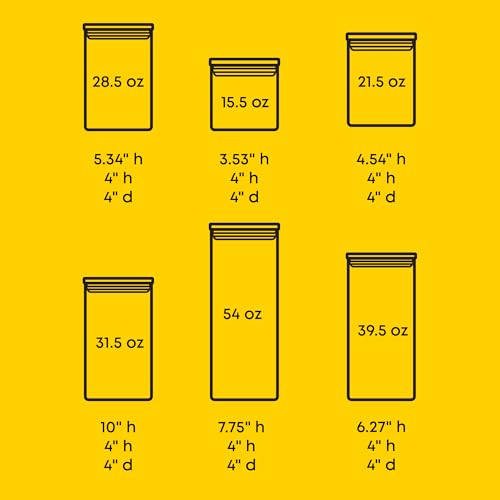 JoyJolt Borosilicate Glass Jars With Bamboo Lids. 6 Pc Set of Air Tight Sealable Containers. Food Jar Canisters with Airtight Lid for Pantry Storage and Kitchen Organization. - style: Bamboo Covers