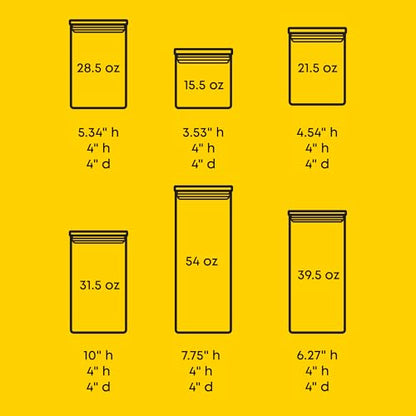JoyJolt Borosilicate Glass Jars With Bamboo Lids. 6 Pc Set of Air Tight Sealable Containers. Food Jar Canisters with Airtight Lid for Pantry Storage and Kitchen Organization. - style: Bamboo Covers