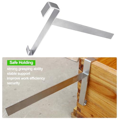 KIBBEH 2 Pieces Beehive Frame Holder, Durable Stainless Steel Beehive Frame Perch, Bee Hive Frame Grip for Beekeeper, Beehive Frame Grip Accessory Tools