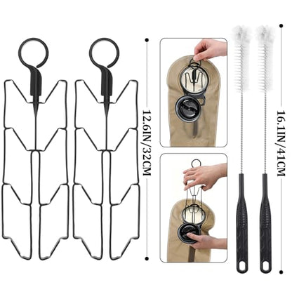Patelai 8 in 1 Hydration Bladder Cleaning Kit Includes 3 Different Brushes and Drying Collapsible Bladder Frame, Water Reservoir Backpack Cleaning Kit - color: Black