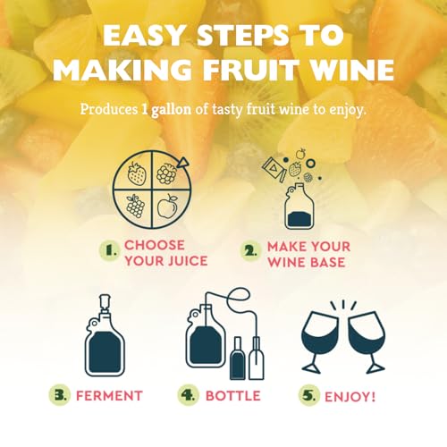 Craft A Brew - Juice Box Fruit Wine Recipe Kit - Easy for Beginners - At Home Wine Making Kit - Ingredient-Only Refill Kit - No Equipment Included - Use Any Fruit Juice or Lemonade - Makes 1-gal Batch
