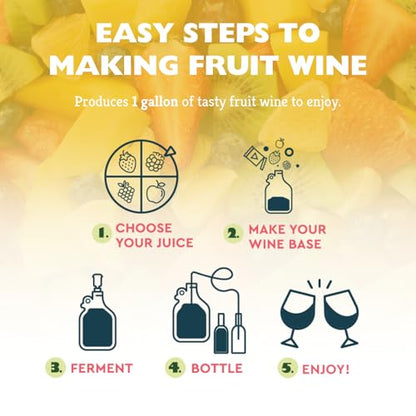 Craft A Brew - Juice Box Fruit Wine Recipe Kit - Easy for Beginners - At Home Wine Making Kit - Ingredient-Only Refill Kit - No Equipment Included - Use Any Fruit Juice or Lemonade - Makes 1-gal Batch