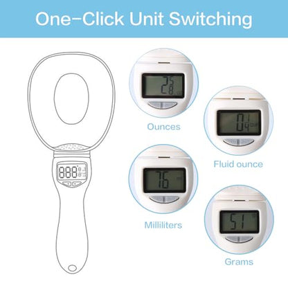 Digital Measuring Spoon Scale, Electronic Kitchen Measuring Spoon Scale for Cooking Baking, Grams and Ounces, Smart Adjustable Measure Cup with LCD Screen for Home Cooks Bakers Pet Owners