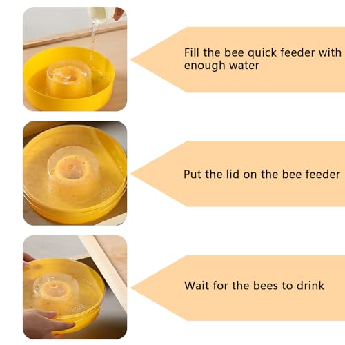 2 Pack Bee Top Feeder, Bee Feeders For Hives Beekeeping Feeding Equipment Hive Top Rapid Bee Feeder Rapid Round Feeders For Honey Bees Bee Water Feeder Beekeeper Tools Beekeeping Supplies, Yellow - size: Beehive Round Hive-2 Pack