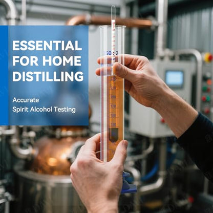 Hydrometer Alcohol 0–200 Proof & Tralle with Glass Test Jar Kit, Lab-Grade Glass Dual Scale for Accurate High-Proof Spirit Testing Moonshine Whiskey Spirits Liquor Proofing Distilling