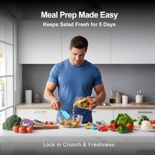 ComSaf 32oz Glass Salad Jars for Meal Prep 4-Pack, Round Mason Salad Jars with Dressing Cup & Leakproof Lid, Anti-Soggy Salad Shaker for Office & Fitness, Precision Portion Control, Wellness
