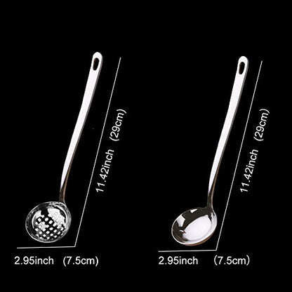 Metal Soup Ladle,18/8 Stainless Steel Ladle Spoon And Strainer Scoop Set Of 2 With Holes,Cooking Utensil For Kitchen - size: Without Hook