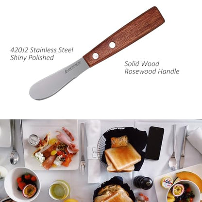 Mini Spreading Knife Set - MATTSTONE HILL Butter Knife Set, Stainless Steel Multi-purpose Spreading Knives, Cream Cheese Knives - Rosewood Handle - size: Spreading Knife Set