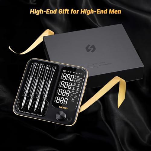 Wireless Meat Thermometer with 4 Probes, INKBIRD WiFi Meat Thermometer Digital Wireless for Rotisserie Grill Oven,Unlimited Range Dishwasher Waterproof Bluetooth Thermometer for iOS & Android