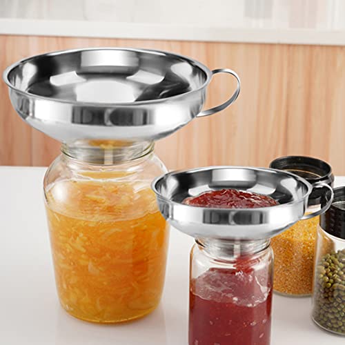 2 PCS Canning Funnel for Wide and Regular Jars, Wide Mouth Funnel Stainless Steel Funnels for Kitchen Use, Metal Funnels Set for Transferring Liquid Power Jam Grains Dry and Wet Ingredients - color: 2PCS-5.7in&4.1in