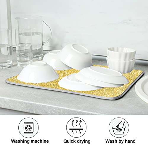 Kcldeci Gold Glitter Dish Drying Mat Kitchen Drying Pad Dish Draining Mat Dish Rack Drainer Pad 18 x 24 - color: A07, size: 18x24in