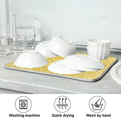 Kcldeci Gold Glitter Dish Drying Mat Kitchen Drying Pad Dish Draining Mat Dish Rack Drainer Pad 18 x 24 - color: A07, size: 18x24in