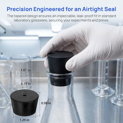 8Pcs Solid Rubber Stopper Bungs - 33MM to 41MM Rubber Tapered Plug Flexible Durable Test Tubes Bungs with Hole, Easy to Insert & Remove for Lab Apparatus Home Flask - color: 33mm to 41mm