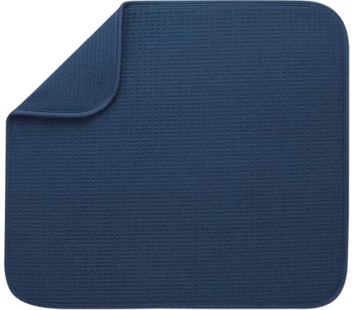 S&T INC. Dish Drying Mat, 16” x 18”, Absorbent Microfiber Kitchen Counter Mat, Dish Drying Pad for Dishes, Utensils, Pots and Pans, Large, Navy - size: 16" x 18"