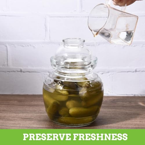 Fermentation Jar, 2.5L Pickle Jar with Water Seal Glass Lid | Food Grade, Clear Glass, Fermentation Kit Fermenter Starter for Making Pickles, Kimchi, Sauerkraut, Kombucha - size: 2.5 l Water Seal