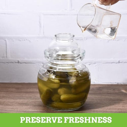 Fermentation Jar, 2.5L Pickle Jar with Water Seal Glass Lid | Food Grade, Clear Glass, Fermentation Kit Fermenter Starter for Making Pickles, Kimchi, Sauerkraut, Kombucha - size: 2.5 l Water Seal