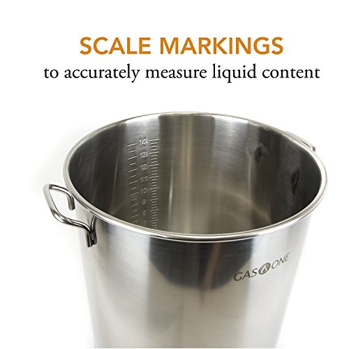 GasOne 16 Gallon Stainless Steel Home Brew Kettle Pot Pre Drilled 4 PC Set 64 Quart Tri Ply Bottom for Beer Brewing Includes Stainless Steel Lid Ball Valve, Thermometer, Spigot - Home Brewing Supplies - size: 64 QT/16 GALLON