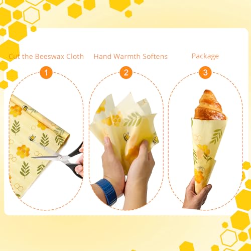 2 Rolls Reusable Beeswax Food Wrap Roll, 13x39 Inches Cut-to-Size Beeswax Paper for Bread, Sustainable Eco Friendly Cotton Food Storage Wraps for Cheese,Fruit,Vegetable,Washable,Plastic Free